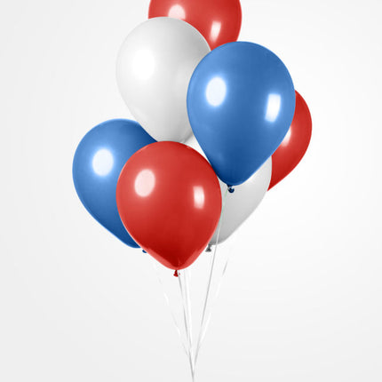 Globos Rojo Blanco Azul 30cm 10pcs