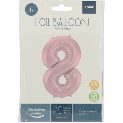 Globo Figura 8 Rosa Pastel XL 86cm vacío