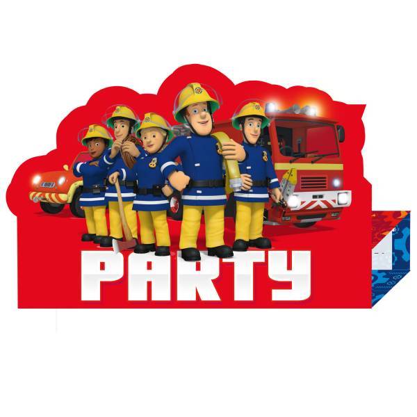 Fireman Sam Invitaciones Decoración 8pcs