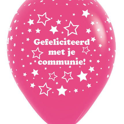 Globos Comunión Estrellas Fucsia 30cm 25pcs