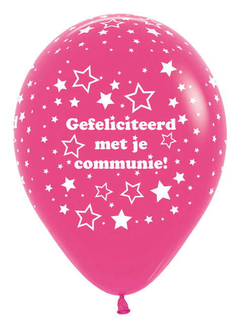 Globos Comunión Estrellas Fucsia 30cm 25pcs