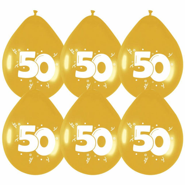 Globos 50 Oro Fiesta 30cm 6pcs