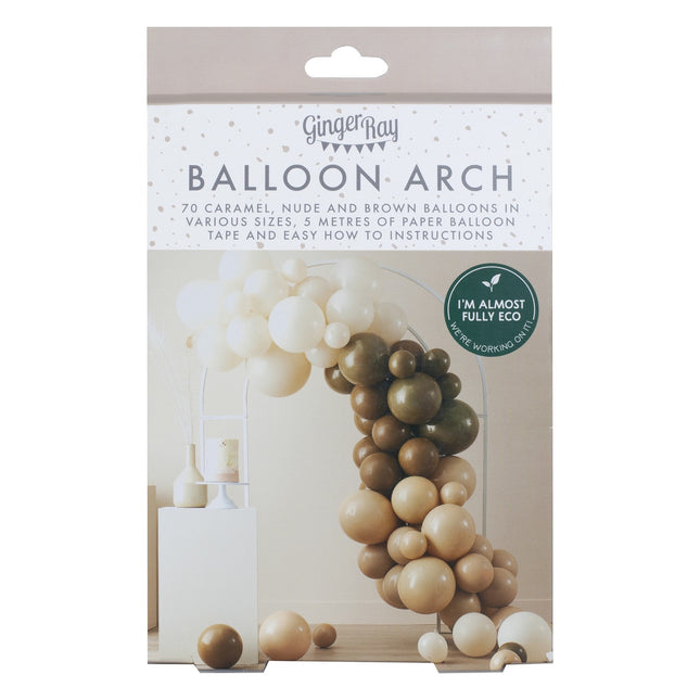 Set de abanicos de arco de globo marrón topo melocotón DIY