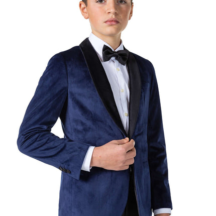 Blazer de Terciopelo Azul Oscuro Niño Adolescente OppoSuits