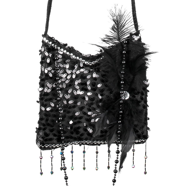 Bolso de hombro Glitter Negro 19cm