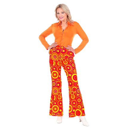 Pantalones Disco 70S Naranja Mujer Burbujas