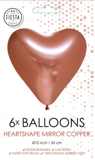 Globos Corazón Cobre 30cm 6pcs