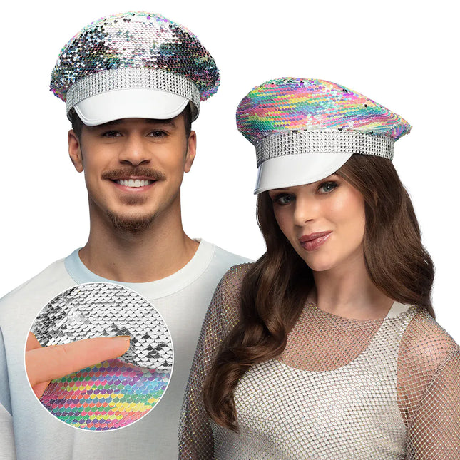 Gorra Arco Iris Purpurina