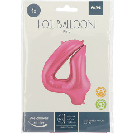 Globo Foil Figura 4 Rosa Mate XL 86cm vacío