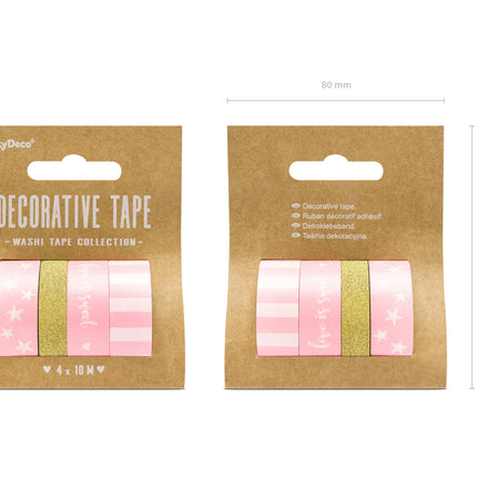 Washi Tape Oro Rosa Claro 10m 4pcs