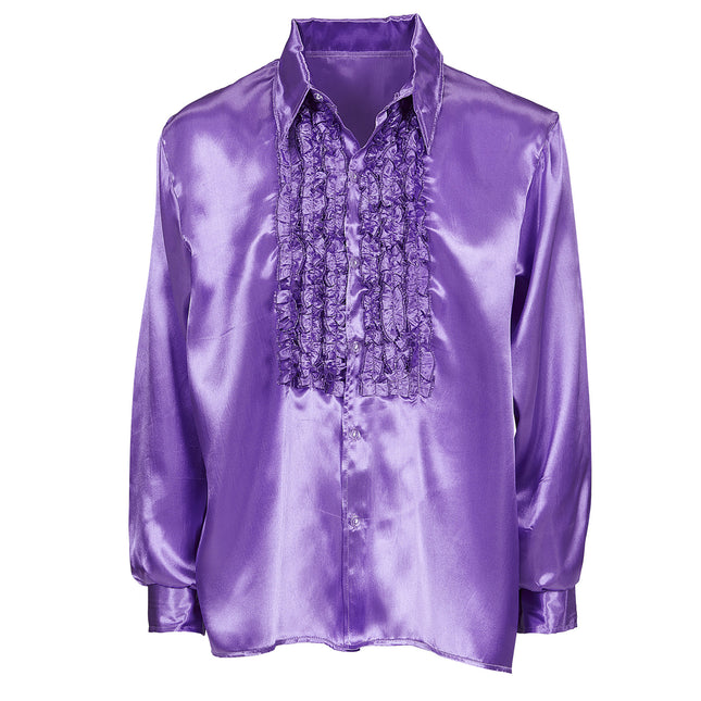 Blusa Disco 70S Morada Hombre