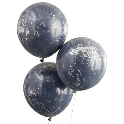 Globos Confeti Azul Oscuro Doble Capa 45cm 3pcs