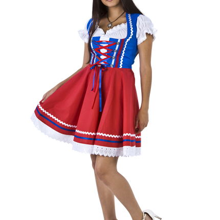 Oktoberfest Vestido Dirndl Oktoberfest Rojo Azul Señoras 2 Piezas