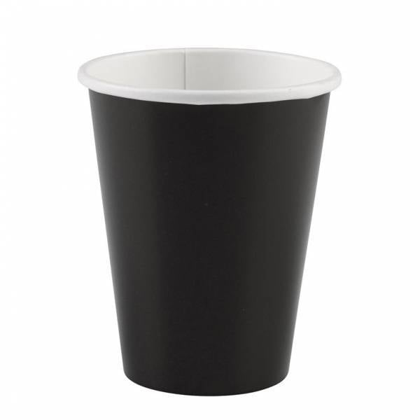 Vasos Negros Cartón 266ml 8pcs