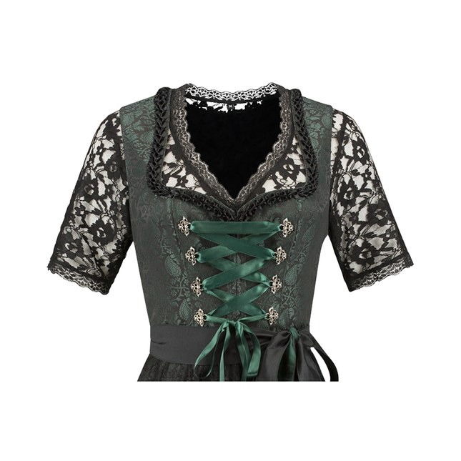 Negro Verde Vestido Dirndl Oktoberfest Mujer Jaquard