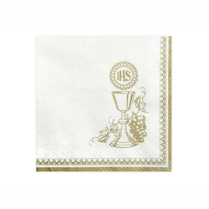 Servilletas Primera Comunión Ihs Oro Blanco 33cm 20pcs