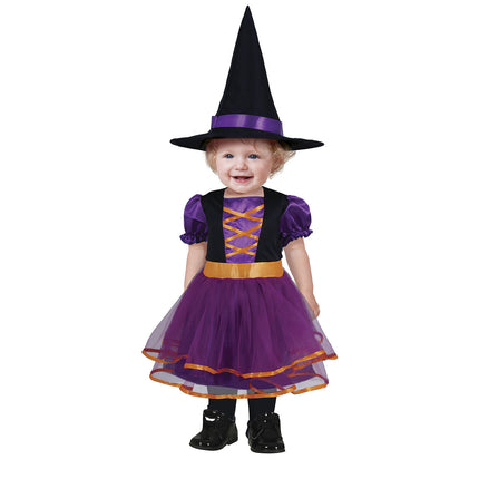 Disfraz de Halloween de Bruja para Bebé Morado/Naranja