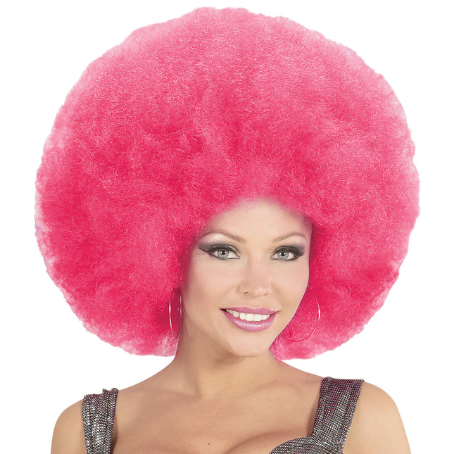 Peluca Rosa Afro Extra Grande