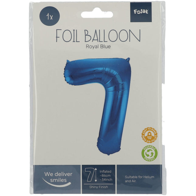 Globo Figura 7 Azul Metalizado XL 86cm Vacío