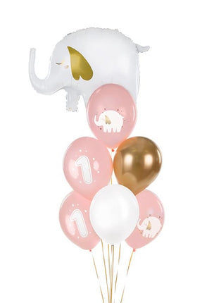 Globos 1 Año Mix Rosa 30cm 6pcs