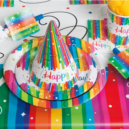 Platos de Cumpleaños Feliz Cumpleaños Arcoiris 23cm 8pcs