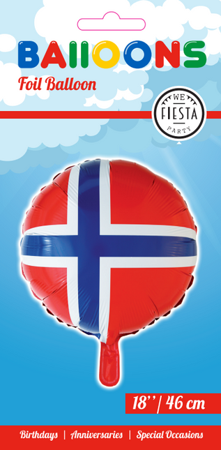 Globo de Helio Bandera Noruega 45cm vacío