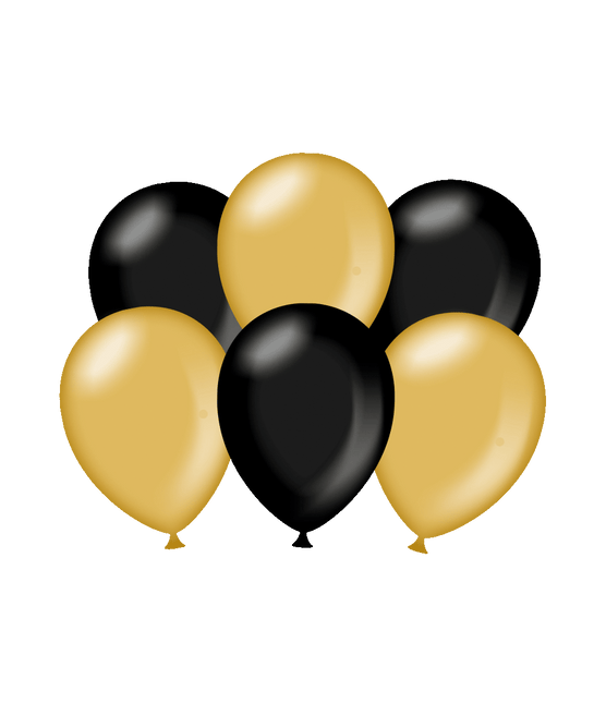 Globos Oro Negro Metálicos 30cm 6pcs