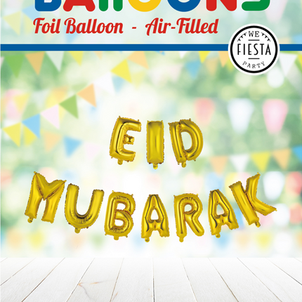 Globos Letra Eid Mubarak Oro Vacíos 41cm