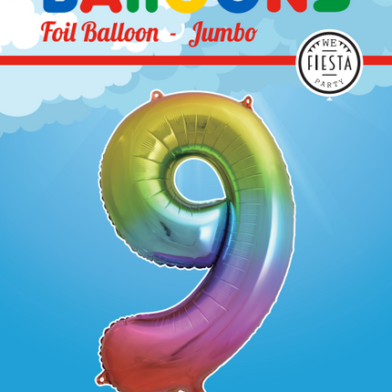 Globo Foil Figura 9 Arco Iris XL 86cm vacío