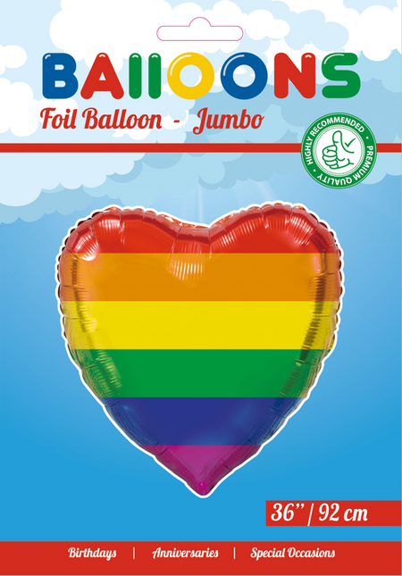 Globo de Helio Corazón Arco Iris XL Vacío 92cm