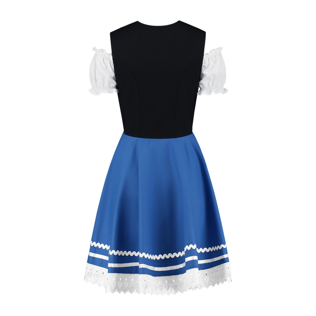 Oktoberfest Vestido Dirndl Oktoberfest Azul Blanco Señoras 2 Piezas