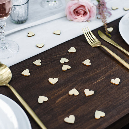 Decoración de Mesa Corazones de Madera 2cm 50pcs