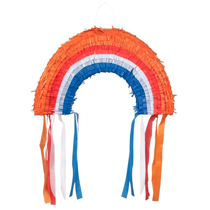 Piñata Arco Iris Naranja Rojo Blanco Azul 45cm