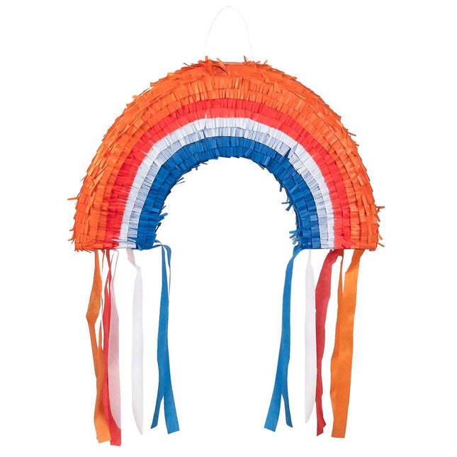 Piñata Arco Iris Naranja Rojo Blanco Azul 45cm