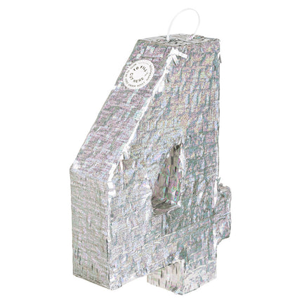 Piñata Plata 4 Años Holográfica 40cm