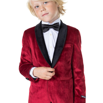 Blazer de terciopelo rojo burdeos chico OppoSuits