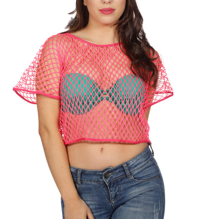 Camisa de rejilla rosa