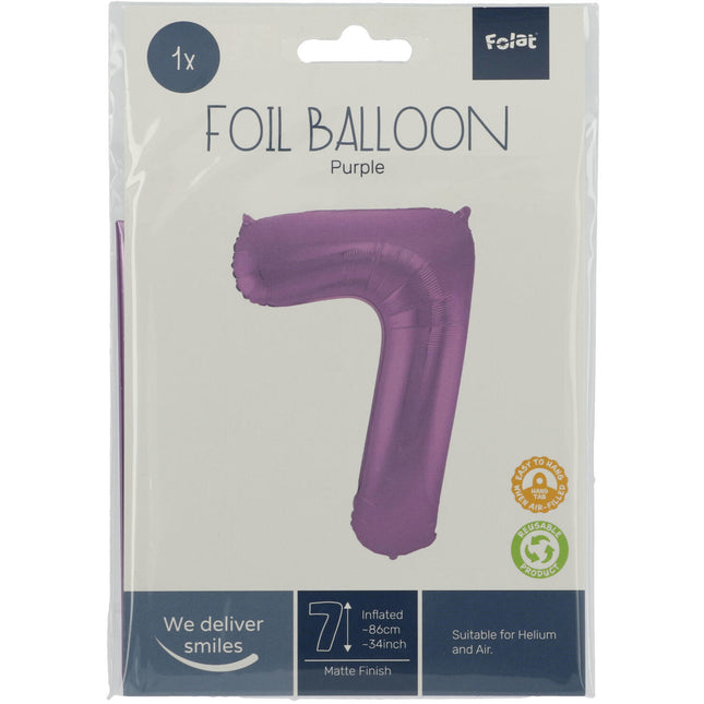 Globo Foil Figura 7 Morado Mate XL 86cm vacío