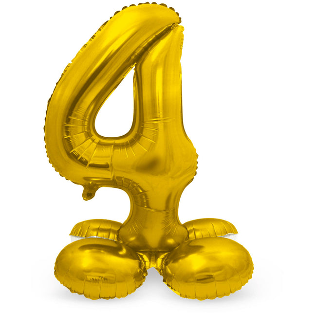 Globo Foil Figura 4 Oro con soporte 72cm
