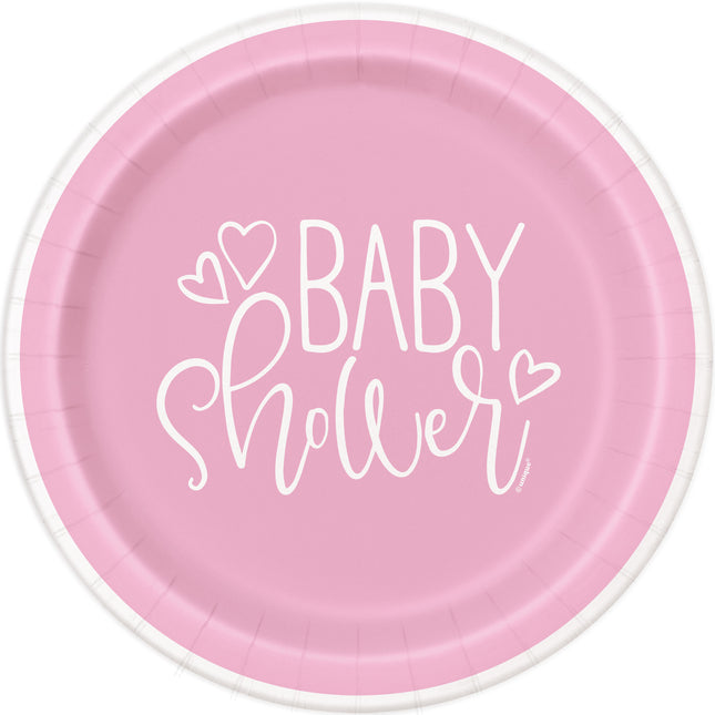 Platos Baby Shower Rosa Niña 8pcs