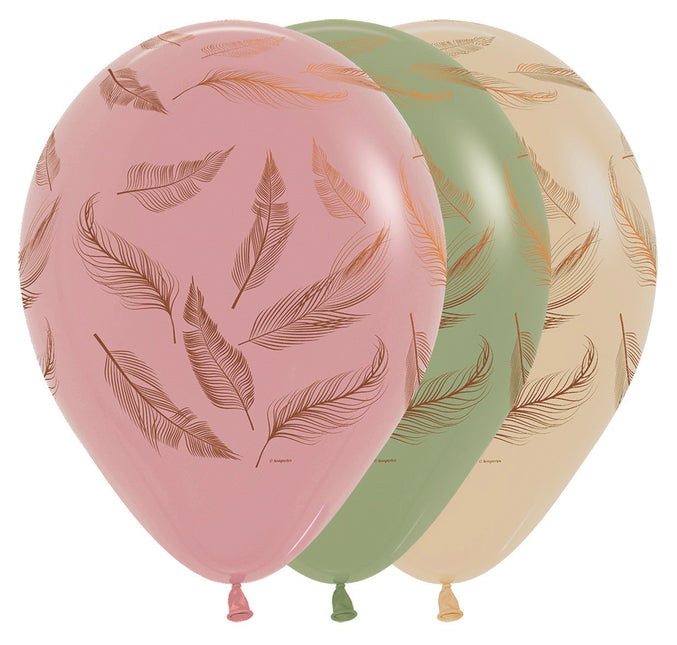 Globos Plumas Mezcla Tinta Cobre 30cm 25pcs