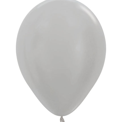 Globos Perla Plata 25cm 100uds