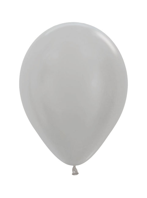 Globos Perla Plata 25cm 100uds