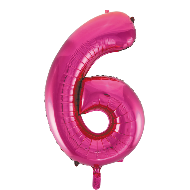 Globo Foil Figura 6 Fucsia XL 86cm vacio