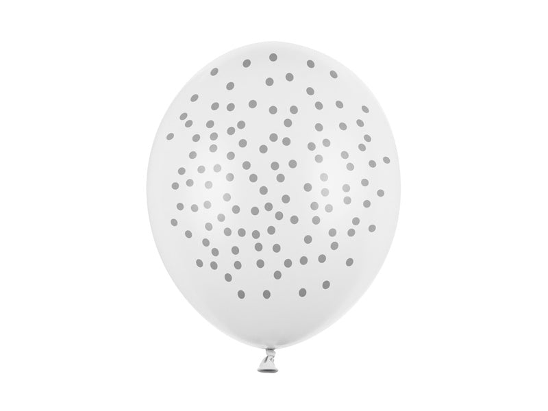 Globos Blancos Lunares Grises 30cm 6pcs