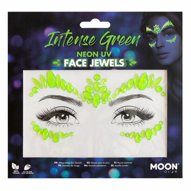 Brillo de Luna Joyas Faciales UV Neón Verde Intenso