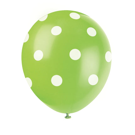 Globos Verde Lima Lunares Blancos 30cm 6pcs