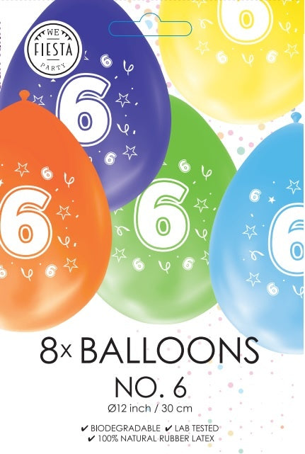 Globos de Colores 6 Años 30cm 8pcs