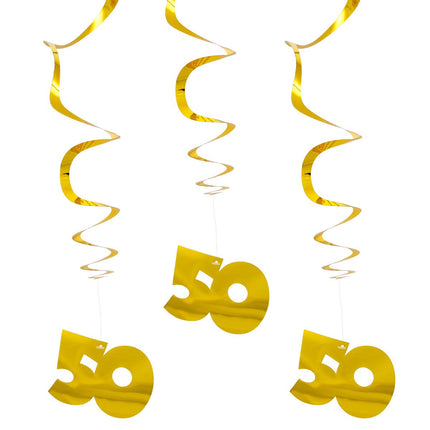 Decoración Colgante 50 Años Oro 3pcs