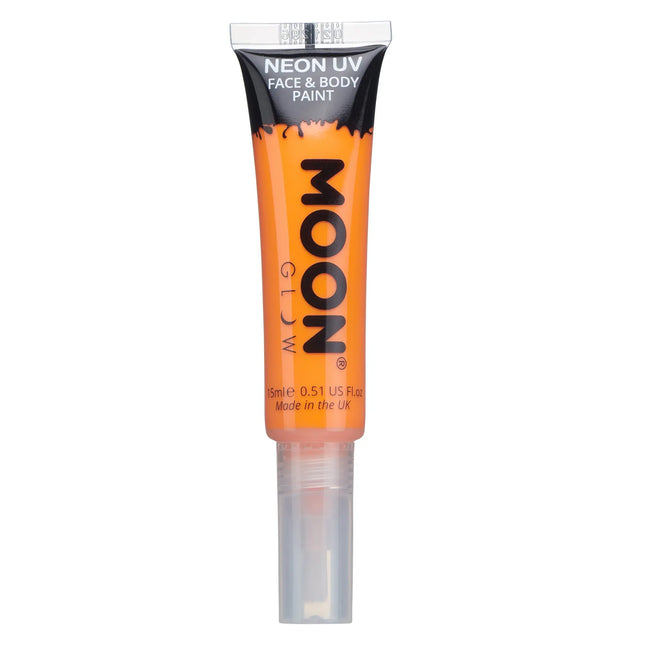 Moon Glow Pintura Facial UV Neón con Pincel Aplicador Naranja Intenso 15ml